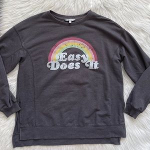 Wildfox Women’s “Easy Does It” rainbow boho Graphic Sweater size small